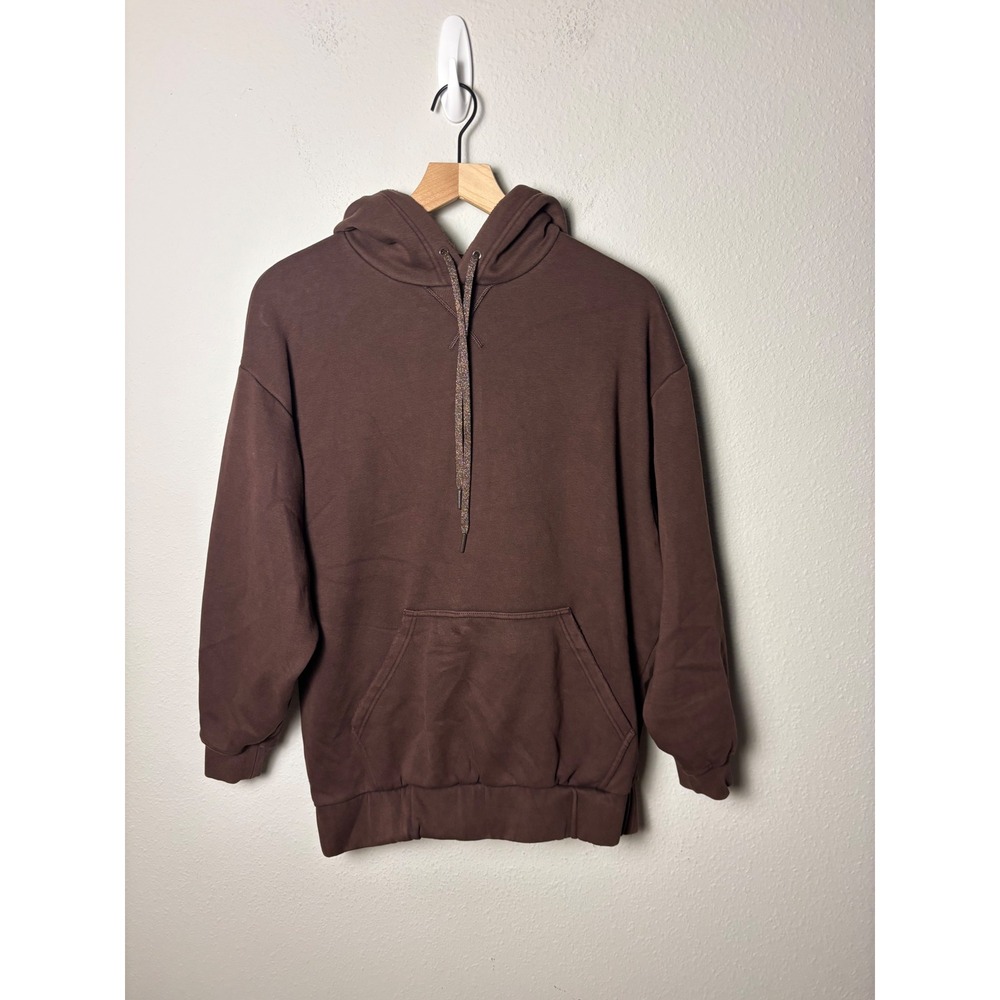 🩵Fabletics Oversized Pullover Hoodie Dark Brown Glitter Strings XXS LS2357348